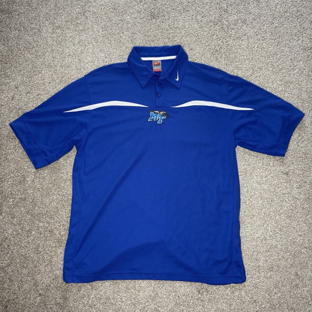 Vintage Nike Middle Tennessee State Blue Raiders Polo Shirt Men's Large Blue
